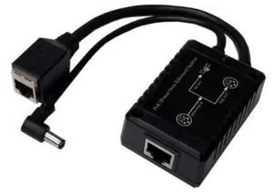 36-60VDC 802.3af/at POE Input, 48V .4A PoE and 12VDC 1A, 15W Total Output, POE Splitter/Voltage Converter, -25 to +50C, 5.5/2.5/2.1mm DC Barrel, 6" Cable, 10/100, RJ45 Output Socket