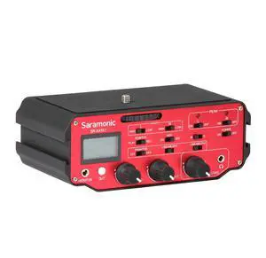 Saramonic SR-AX107 2 Channel Transformer XLR Audio Adapter with Phantom Power & Monitor (Red/Black), AX-107