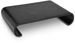 Navaris Wood Monitor Stand Riser - Computer Desk Organizer Desktop Dock Wooden Mount Display for PC TV Screen Notebook Laptop - Oak with Black Stain