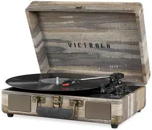 Victrola Journey Bluetooth Portable Suitcase Record Player  with Built-in Speakers, 3 Speed Vinyl Record Player, RCA Out, Headphone Jack (Farmhouse)