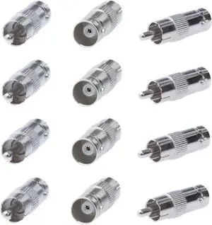 Cctv4Less BNC Female to RCA Male Adapter Straight Connector for CCTV Security Camera Systems (100)