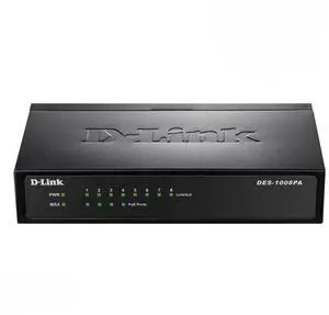 D-Link Fast Ethernet Switch, 8 Port Unmanaged w/ 4 PoE Ports (802.3AF) Desktop Network Internet 10/100 Plug n Play (DES-1008PA)