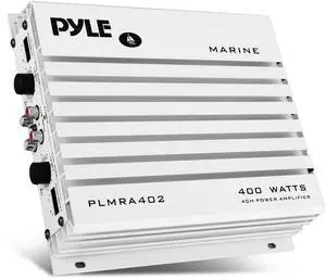 Pyle Hydra Marine 400W 4-Channel Amplifier - Waterproof with Dual MOSFET Power Supply - GAIN level Controls - RCA Input - LED Indicator - Compact Design for Boat/Vehicle Audio - PLMRA402