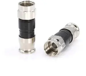 THE CIMPLE CO Coaxial Cable Connectors, 50 PCS, RG59 Compression Fitting, Water Tight O Ring, Indoor/Outdoor, F81, F-Type, 75 Ohm, 3 GHz, Black