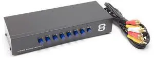 THE CIMPLE CO Video Switcher, 8-Way A/V Switch, RCA, Retro Game Consoles, 8 Input/1 Output Selector, Composite Audio and Video, Box, Includes Cable, Black