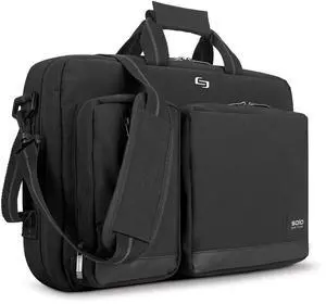 Solo New York Hybrid Briefcase Backpack - Laptop Carrying Bag for Women & Men, Fits 15.6" Computer, Brief for Travel & Work, Internal Tablet Pocket, Adjustable Shoulder Strap - Duane, Black