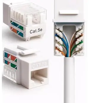 SATMAXIMUM Cat5e Keystone Ethernet Wall Jack Punch Down UTP 45-Degree (Easier Termination Than 90-Degree), RJ45 Slim Profile Speed Termination White 45° Angled (50 Pack)