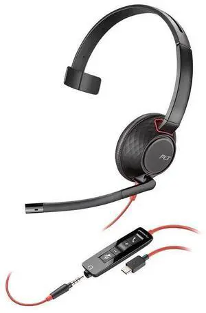 Plantronics - 207577-03 Blackwire C5210 Headset - Mono - USB Type A - Wired - 20 Hz - 20 kHz - Over-The-Head - Monaural - Supra-Aural - Noise Cancelling Microphone