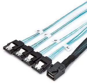 CableCreation 2-Pack 1.6FT/0.5M Internal HD Mini SAS SFF-8643 Host to 4X SATA Target Cable, SFF 8643 to 4 SATA Cable, SFF-8643 for Controller, 4 Sata Connect to Hard Drive