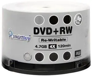 100 Pack Smartbuy Blank DVD+RW 4X 4.7GB 120Min Branded Logo Rewritable DVD Media Disc
