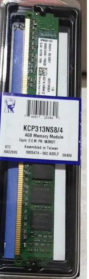 Kingston 4GB 1333MHz DDR3 Single Rank 240-pin Standard 512M X 64 Non-ECC Unbuffered DIMM (KCP313NS8/4)