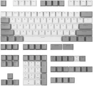 Happy Balls PBT Keycaps Backlit Cherry MX Keyset Doubleshot OEM Profile Translucent for US Layout 61 68 75 84 87 96 98 104 108 MX Switches Mechanical Keyboard (Grey White Combo)