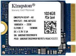 Kingston 1TB M.2 2230 PCIe Gen 4.0x4 NVMe SSD TLC NAND (R/W Speeds up to 4,540/4,230 MB/s) OM3PGP41024P-A0 Compatible with Steam Deck Surface Ally Mini PCs