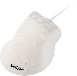 SaniType Professional-Grade Ergonomic Optical Washable Mouse with 3-Button Scroll (USB/PS2) (White) | OMST0C01-W