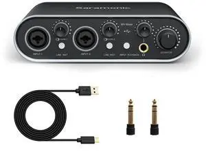 Saramonic MV-Mixer 2-Channel 24-bit/192kHz Audio Interface for Mac & Windows with 2x XLR-1/4 Combo Inputs for Mic, Instrument & Line Signals (MV-MIXER)