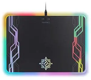 ENHANCE LED Gaming Mouse Pad RGB - Hard Mouse Pad with 7 Light Up Modes and Brightness Controls - Large Surface (13.75 x 9.8 in) with Glowing Lights and Rubber Non-Slip Grip for Desktop Gamers