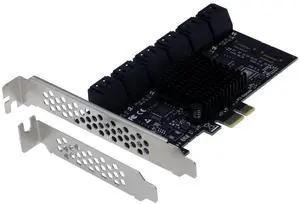 Sedna PCIe 1x Gen 3 12 Port SATA Non-RAID Controller Card with Low Profile Bracket (SE-PCIE-SATA6G-12-LP)