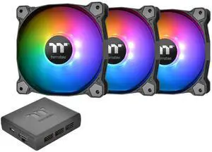 Thermaltake Pure Plus 12 RGB TT Premium Edition 120mm Software Enabled Circular 9 Controllable LEDs RGB PWM Case Radiator Fan 3Pack, TT RGB PLUS Software, AI Interactive Voice Control CL-F063-PL12SW-A
