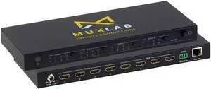 MuxLab 4x4 HDMI 2.0 4K 60hz Matrix Switcher | IR Remote | Supports 4K@60Hz | 4:4:4 | HDR | 4 in 4 Out | No Driver | Control with IR Remote | RS232 | TCP/IP & Push Button | Switcher and Splitter