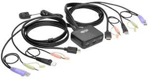 Tripp Lite 2-Port USB HDMI Cable KVM Switch w/Audio/Video, Cables & USB Peripheral Sharing 1920 x 1200, 1080p (B032-HUA2),black