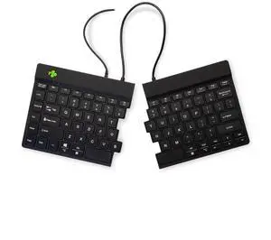 R-Go Split Keyboard, Scissors Mechanism, Anti Carpal Tunnel Keyboard, 2 Part Ergonomic Design with Break Software, Ultra-Thin, QWERTY (US) Layout, USB-C Wired, Compatible with Windows/MacOS, Black