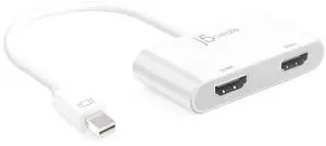 j5create Mini DisplayPort to Dual 4K HDMI MST Adapter, for Microsoft Surface Pro 2, Surface Book, HP OMEN 15-CE051NR and More, Not Compatible with Mac (JDA156)