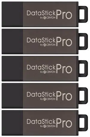 Centon DataStick Pro USB 2.0 Flash Drive 128GB x 5, Grey