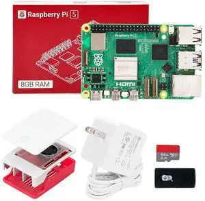 Yahboom Raspberry Pi 5 8GB RAM, 2.4GHz 64-bit Quad-core Arm Cortex-A76 Processor, Bluetooth 5.0, BLE Wireless with 27W Power Supply 5V5A 64GB TF Card