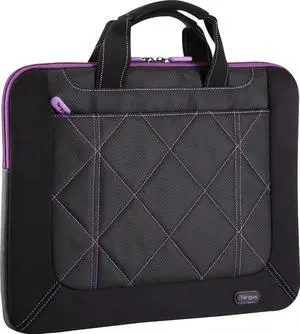 Targus 16-inch Pulse Laptop Sleeve Slipcase - for 16" Laptops, Modern Design, Plush Interior, Womans Computer Bag, Black/Purple (TSS57401US)