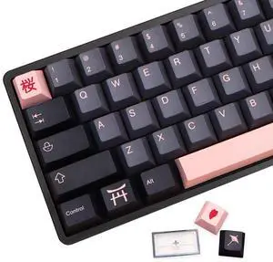 MOLGRIA Keycaps 136 Set Night Sakura for Full Sized Keyboard, Custom PBT Cherry Profile Key Caps with Keycap Puller for Cherry MX 104/87/68/61 60 Percent ANSI/ISO Layout Keyboard