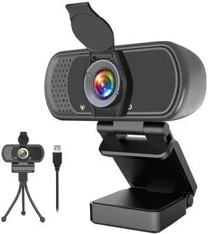 GoHZQ Webcam 1080p, Wide Angle Web Camera with Microphone, USB External Camera for Computer Monitor MacBook PC Laptop Desktop, HD Face Cam for Streaming