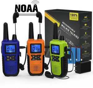 Topsung Walkie Talkies Long Range for Adults Rechargeable with Earpiece NOAA Weather Alert, Multi-purpose 2 Way Radio 3 Pack for Team Work Senior Care Kid Adventure Family Camping Hiking Skiing Cruise