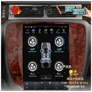 2024 New 12.1 inch Android Car Stereo Radio GPS Navigation for GMC Yukon Sierra Chevrolet Tahoe Avalanche Silverado Suburban Vertical Screen PX6 4G+64G in Dash Kit Multimedia Player Head Unit