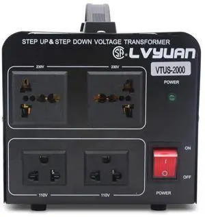Cantonape Voltage Transformer Converter 2000 Watt Step Up/Down Convert from 110-120 Volt to 220-240 Volt and from 220-240 Volt to 110-120 Volt with 2 US Outlets, 2 Universal Outlets