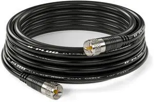 G-PLUG RG8X Coaxial Cable 30FT  50 Ohm Low-Loss Coax with PL259 Connectors  Pure Copper Core, Dual Shielding, Waterproof PVC Jacket  for CB & HAM Radio, SWR Meter, Antenna Analyzer, RF Applications