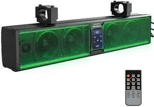 KEMIMOTO 6-Speaker Metal UTV Sound Bar Waterproof Bluetooth Music Sync Multicolor Lights 25-inch SxS Speakers Wireless Control Soundbar for UTV ATV Golf Cart w/ 1.25 in - 2 in Roll Bar