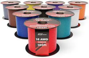 GS Power 16 Gauge Stranded Copper Clad Aluminum Zip Cord Wire for 12 Volt Automotive Harness Car Audio Hookup Amplifier LED Light Wiring (10 Pack - 100 ft)
