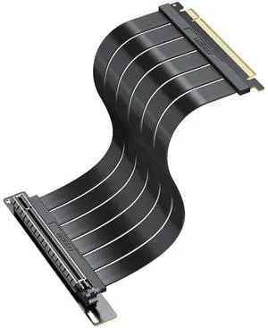 Okinos, PCI-E 4.0 Riser Cable, Compatible with RTX4090, RTX4080, RX7900XTX, PCIe 4.0 x16 High Speed Flexible Extender Card Extension Port 90 Degree Adapter, 300mm Black