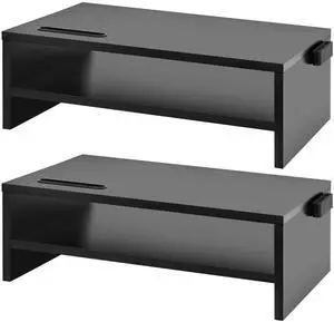 Marbrasse Monitor Stand Riser, 2 Pack 16.5 Inch 2 Tier Computer Monitor Stand, Printer Shelf Stand for Laptop Computer Screen Storagek,Desktop Stand with Phone Holder and Cable Management