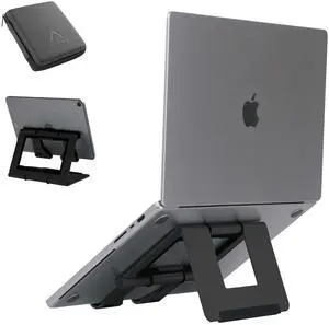 Rmour Ridge Stand  Adjustable Aluminum Laptop Stand, Portable Ergonomic Design with Cable Organizer & Travel Case, Compatible with MacBook, Dell, HP, More  Space-Saving & Heat-Dissipating -Black