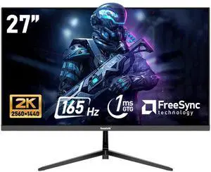 Gawfolk 27 inch 2K QHD(2560×1440) PC Screen, 165Hz Gaming Monitor, 1ms Without Bezel, FreeSync,98% sRGB, 178° Wide Viewing Angle, HDMI2.0DisplayPort, 75 * 75MM Wall Mount Compatible - Black