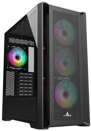 Iceberg Titan M16 Plus Extended ATX (eATX) Tower Gaming PC Case Full-Side Tempered Glass Seven (7) Included aRGB Fans (Black)