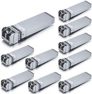 10Gtek 10GBase-SR SFP+ LC Transceiver, 10G 850nm Multimode SFP Module, up to 300 Meters, for Cisco SFP-10G-SR, Meraki MA-SFP-10GB-SR, Ubiquiti UniFi UF-MM-10G, Fortinet, Mikrotik and More, Pack of 10