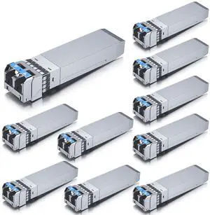 10Gtek 10GBase-LR SFP+ Transceiver, 10G 1310nm SMF SingleMode Fiber Optic Module, 10km, for Cisco SFP-10G-LR, Meraki MA-SFP-10GB-LR, Ubiquiti UniFi UF-SM-10G, Fortinet, Mikrotik and More, Pack of 10