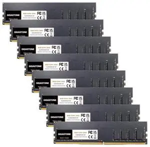 DDR4 RAM GIGASTONE 64GB Kit (8x8GB) DDR4 3200MHz (2933MHz or 2666MHz) PC4-25600 (PC4-23400/21300) CL22 1.2V UDIMM 288 Pin Unbuffered Non ECC High Performance PC Desktop Memory Upgrade