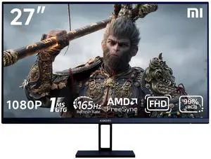 Xiaomi Gaming Monitor 27in 165Hz 1ms GTG 1920*1080 Fast IPS HDR10 FreeSync Premium Professional Calibration 99% sRGB 178° Wide Angle Tilt Adjustment TUV Low Blue Light Computer Screen Desktop Monitor