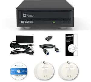 Vinpower 24X DVD CD External Burner Drive Bundle with Archival Grade M-Disc, Free PlexTools Pro, Burning Software, USB 3.0 External DVD Player for Laptop, and External CD Drive for PC