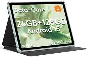 HNVHNV Android 15 Tablet 10.1 inch Tablet, 24GB RAM 128GB ROM 2TB Expand, Octa-core Processor, 2 Years Protection, 1280x800 HD IPS Touchscreen, GPS, WiFi 6, BT5.0, Dual Camera, 6000mAh Battery