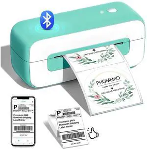 Phomemo Green Bluetooth Thermal Shipping Label Printer, 2025 Upgrade 4x6 Desktop Thermal Label Printer for Small Business/Shipping Packages/Office/Home, for Amazon, Ebay, Shopify, Etsy, UPS, FedEx