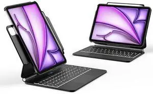Magic Keyboard Case Compatible with iPad Air 11-inch M3/M2(2025/2024), Pro 11-inch (4th/3rd/2nd/1st) Gen, 10.9-inch Air 5th/4th Gen with Pencil Holder, Can Vertical and Horizontal, Black[NOT FOR M4]